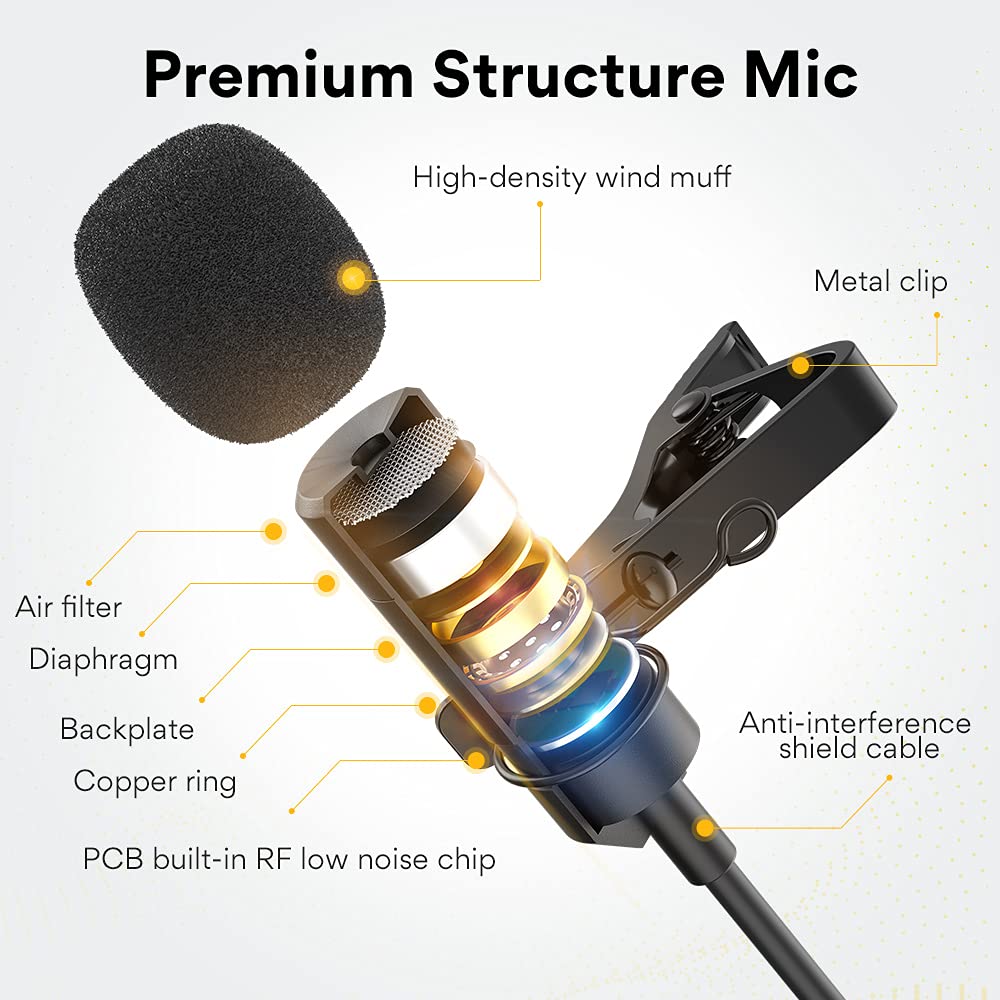 Maono Usb Lavalier Microphone, 192Khz/24Bit Plug & Play Omnidirectional Lapel Shirt Collar Clip On Mic For Pc, Computer, Mac, La